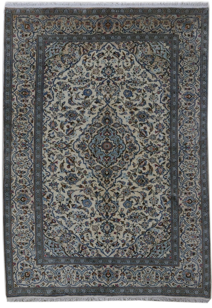 6.8 x 9.8 Ivory Persian Kashan Rug 81276