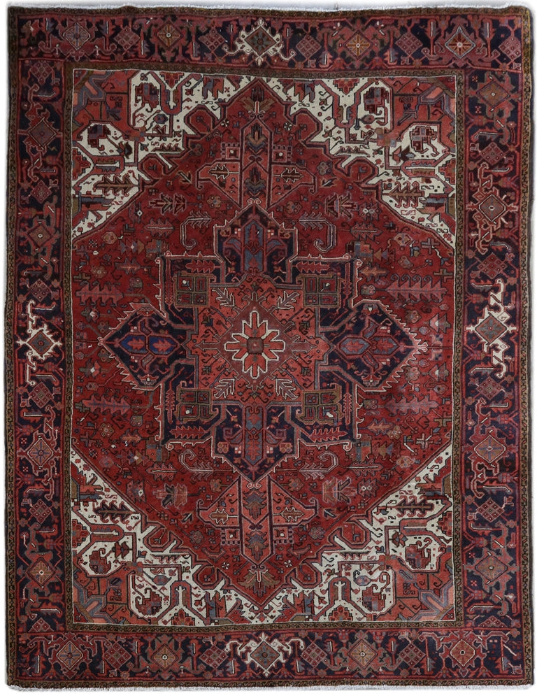 8.6 x 10.11 Maroon Persian Heriz Rug 81294