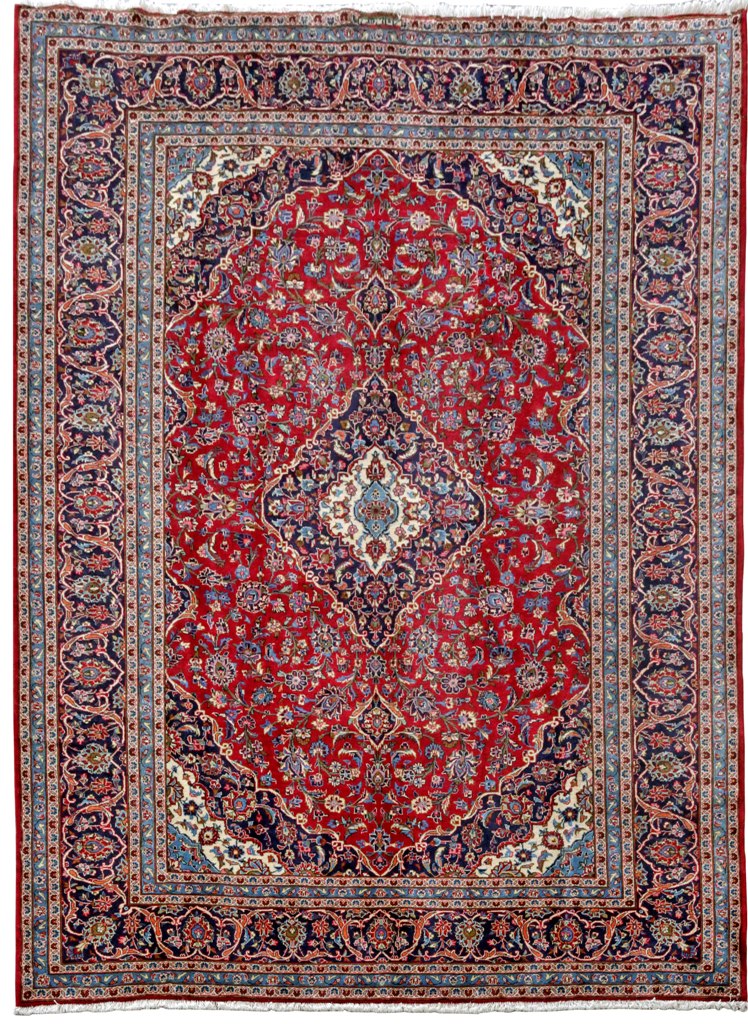 8.4 x 11.8 SIGNED Genuine Persian Kashan Rug 81323