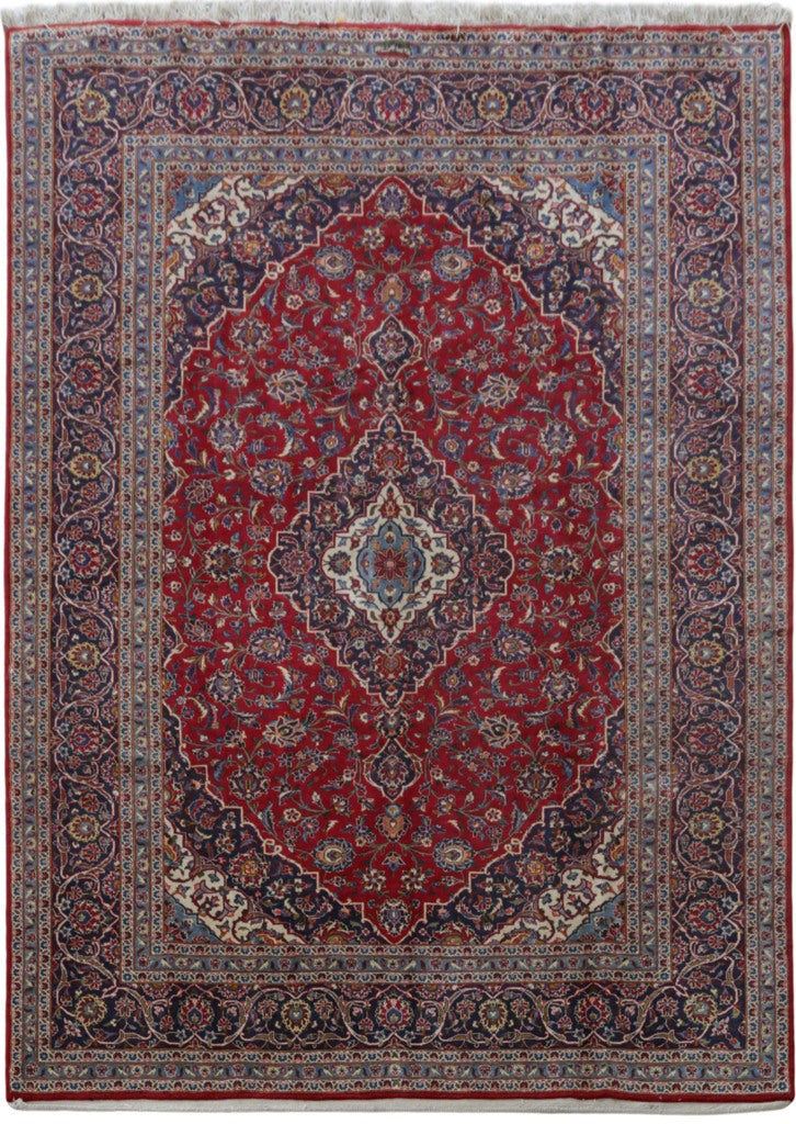 8.3 x 11.6 Red Persian Signed Kashan Rug 81352