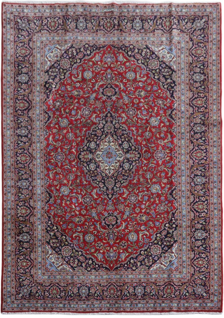 8.6 x 11.11 Red Persian Signed Kashan Rug 81393