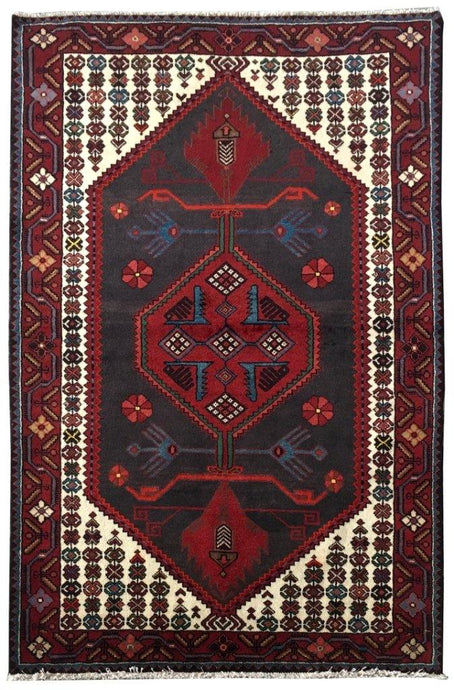 4x7 Authentic Hand-knotted Persian Hamadan Rug - Iran - bestrugplace