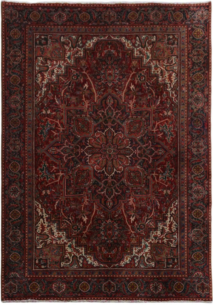 7.3 x 9.6 Maroon Persian Kashan Rug #B-81811