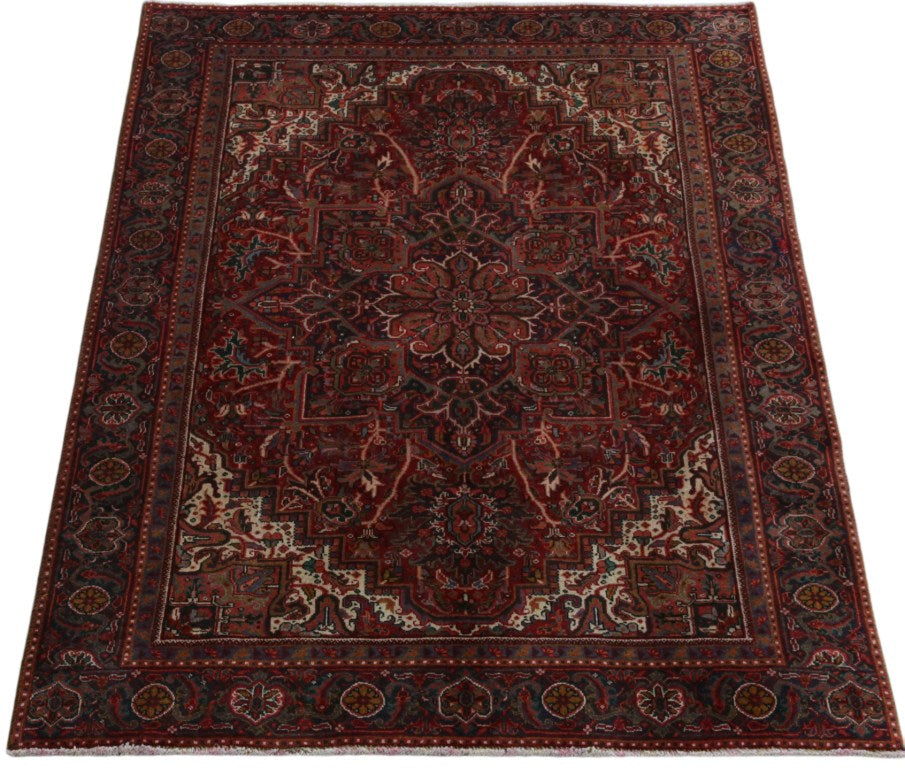 7.3 x 9.6 Maroon Persian Kashan Rug #B-81811