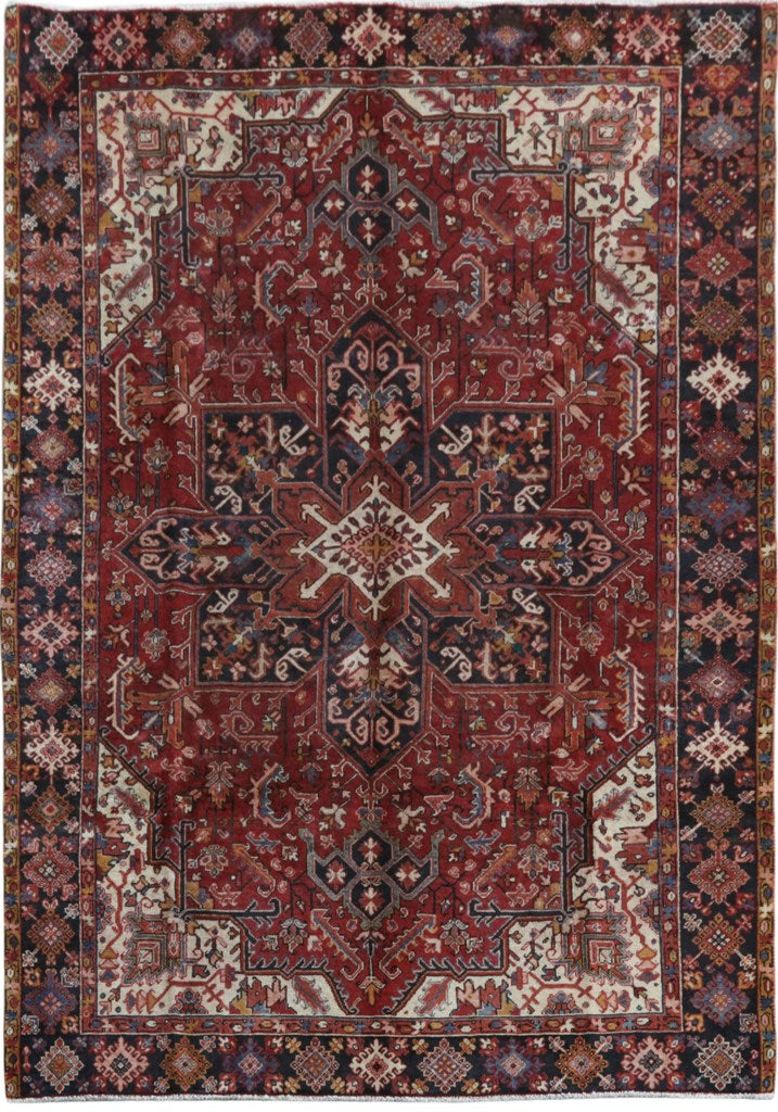 7.11 x 11.2 Salmon Red Persian Heriz Rug 81812