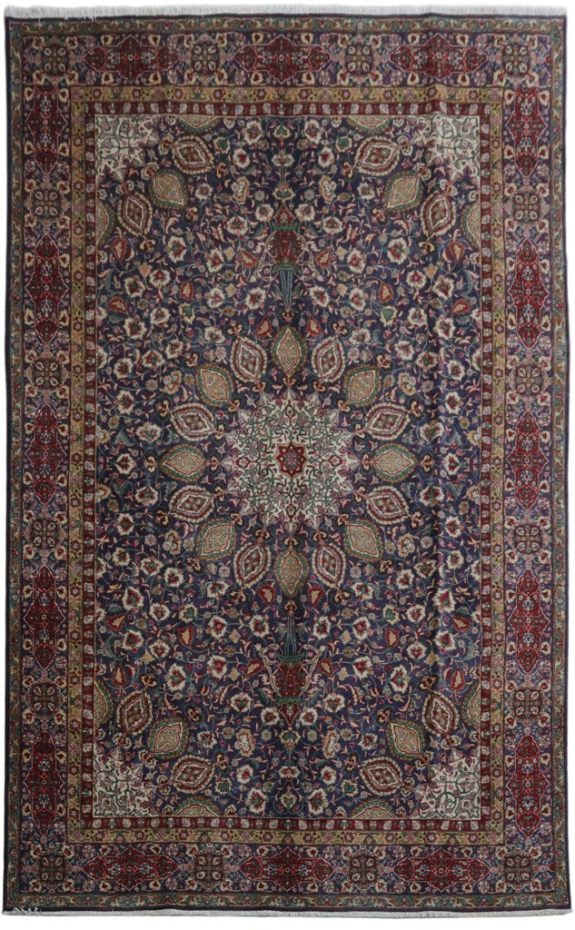 9.10 x 15.9 Navy Blue Persian Tabriz Sheik Safi Rug Fine Wool 81825