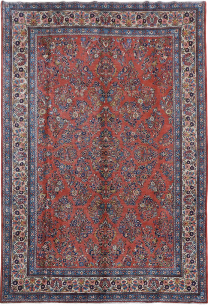 7.11 x 11.6 Coral Persian Sarouk Quality Wool Rug 81838