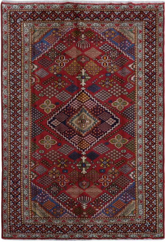6.11 x 10 Dusty Red Persian Hamadan Rug 81841