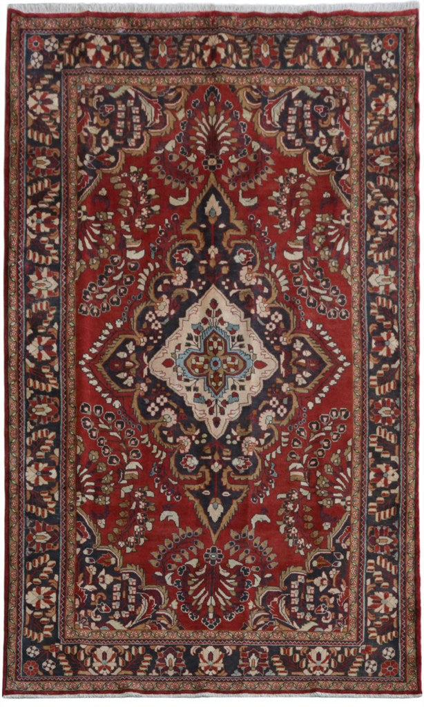 6.9 x 11.2 Wine Red Persian Hamadan Rug 81853