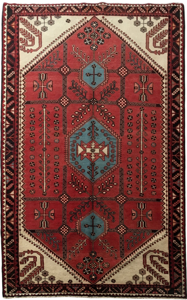 5.5 x 8.8 Red Persian Hamadan Rug 82105