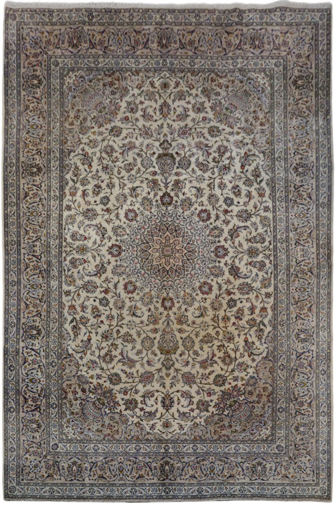 8.2 x 12.4 Ivory Persian Kashan Rug 82207