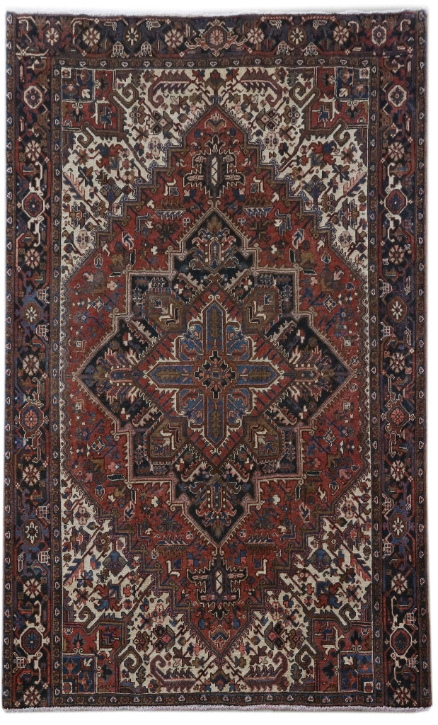 5.7 x 9.2 Salmon Red Persian Heriz Rug 82269