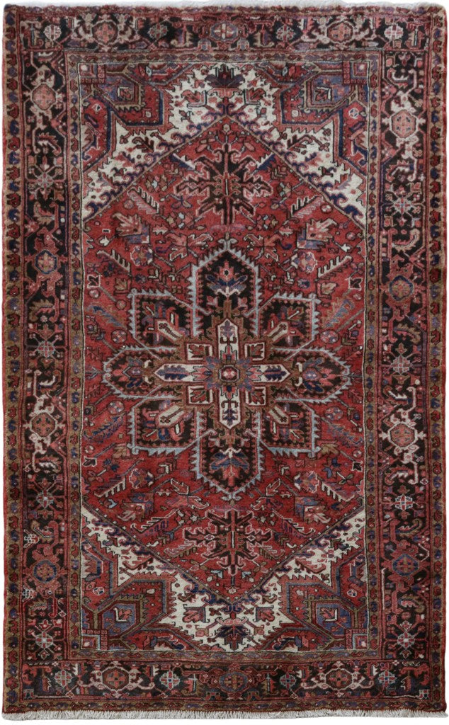 7.11 x 10.9 Indian Red Persian Heriz Rug 82273