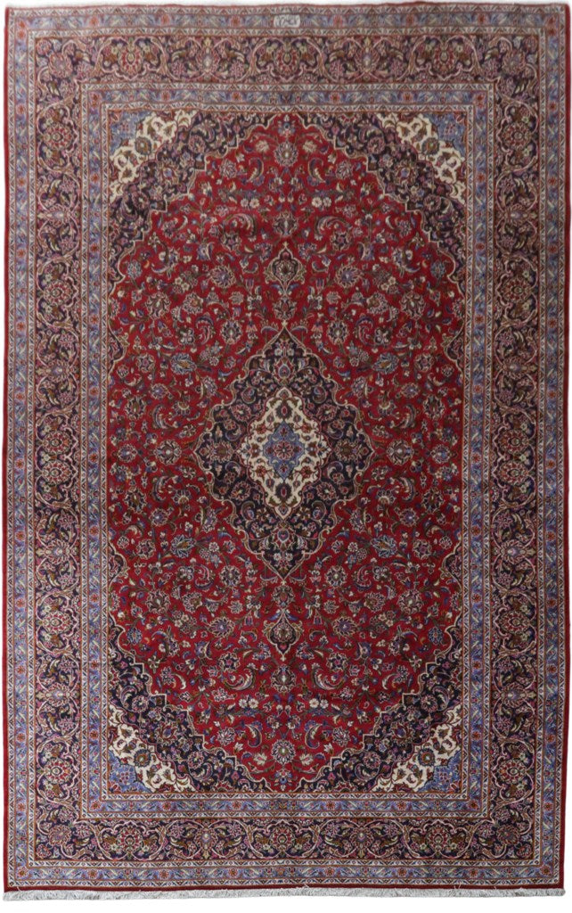 10 x 15.9 Red Persian Signed Kashan Rug 82291