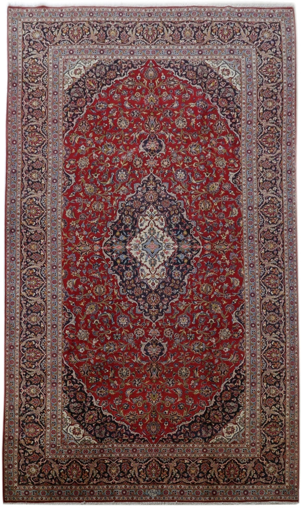 9.6 x 16.5 Red Persian Signed Large Kashan Rug 82307