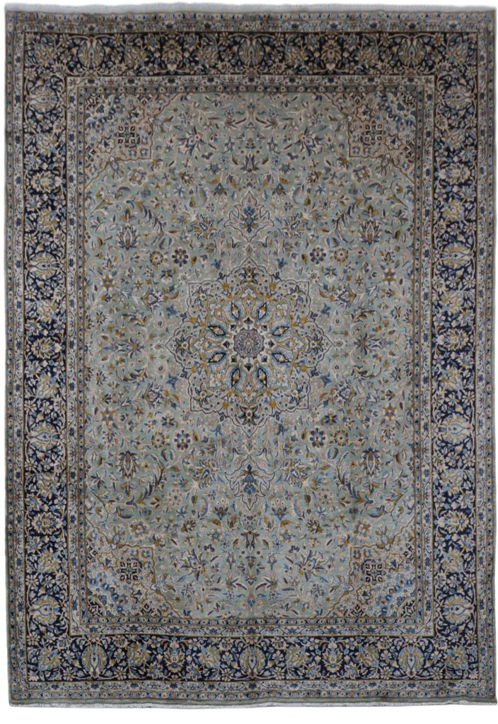 8.4 x 11.11 Pistachio Green Persian Signed Kerman Rug 82326