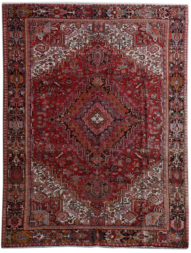 9.2 x 12.0 Deep Red Persian Heriz Rug 82350