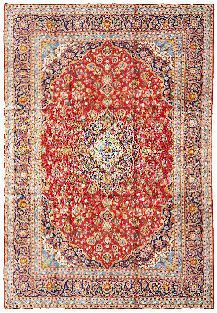 9.9 x 12.7 Classic Persian Rug Red Blue #5018