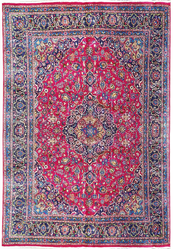 9.8 x 13 Persian Burgundy Mashad Rug #5029