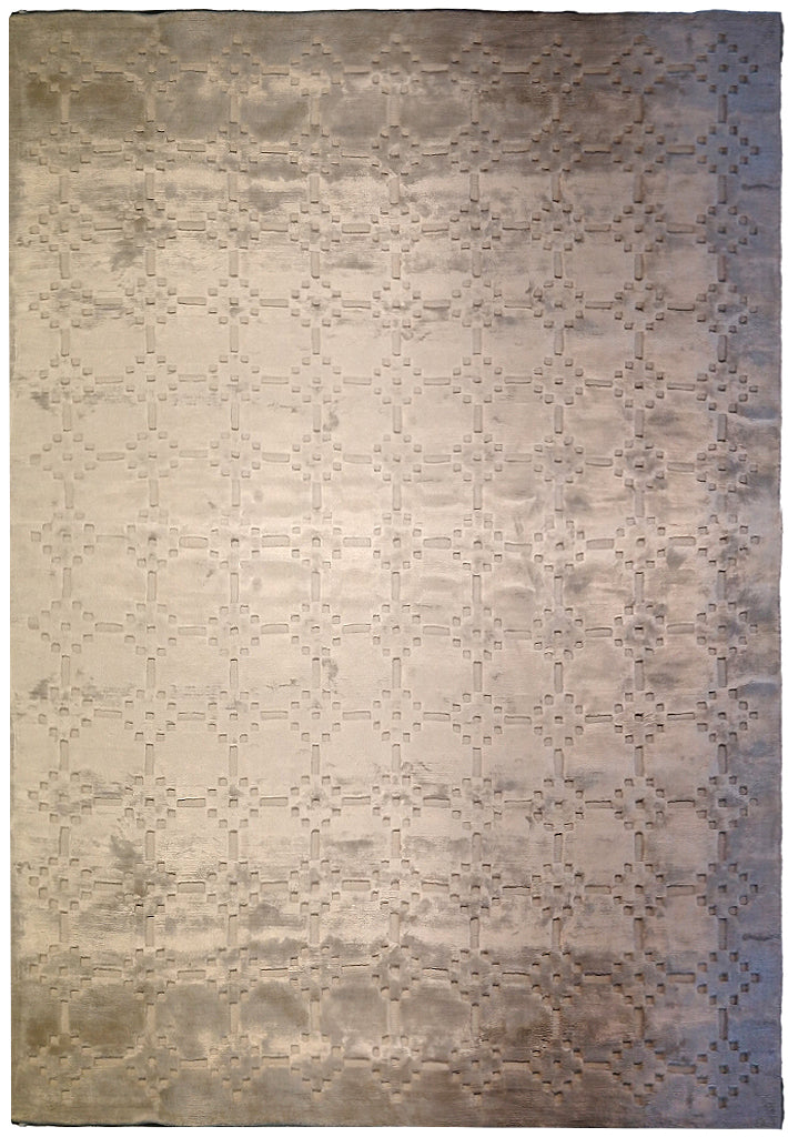 7.11 x 10.3 GRAY CONTEMPORARY Bamboo Silk Handmade in India #F-5655