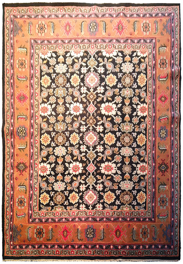 7.11 x 10.3 Hand-knotted Mahal Rug BLACK CORAL#F-5675