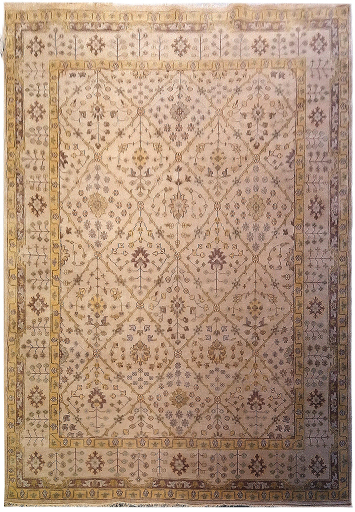 7.10 x 9.7 New Handmade Oushak Rug Beige Gold #F-5720