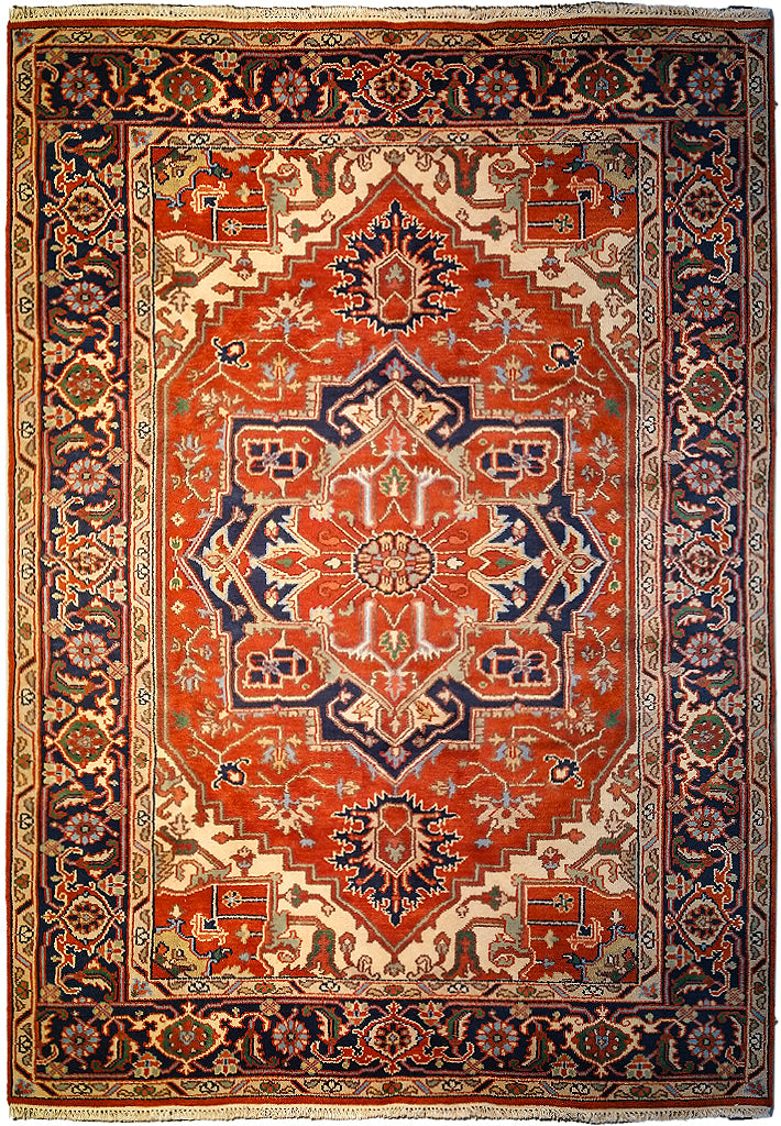 6.1 x 8.11 New Handmade Serapi Natural Wool Rug Decorative Colors #F-5721