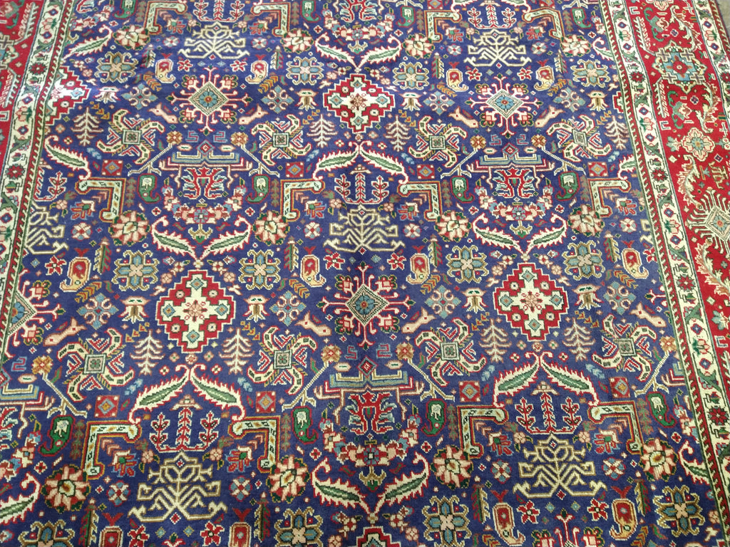8 x 11.5 Persian Tabriz Rug all Over Dark Purple & Red Border #5010