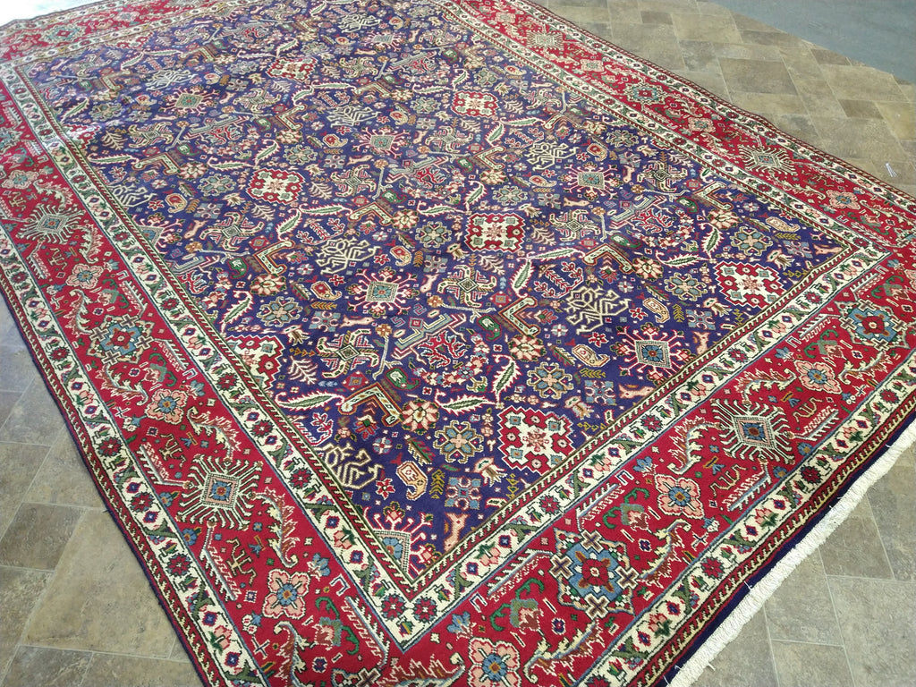 8 x 11.5 Persian Tabriz Rug all Over Dark Purple & Red Border #5010