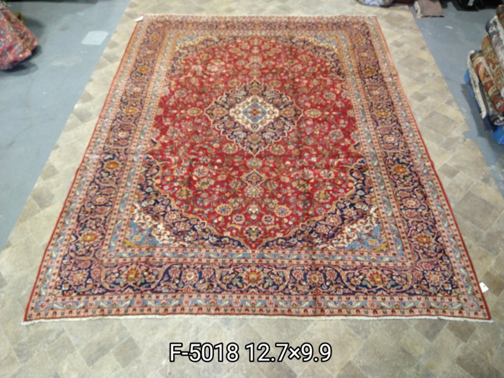 9.9 x 12.7 Classic Persian Rug Red Blue #5018