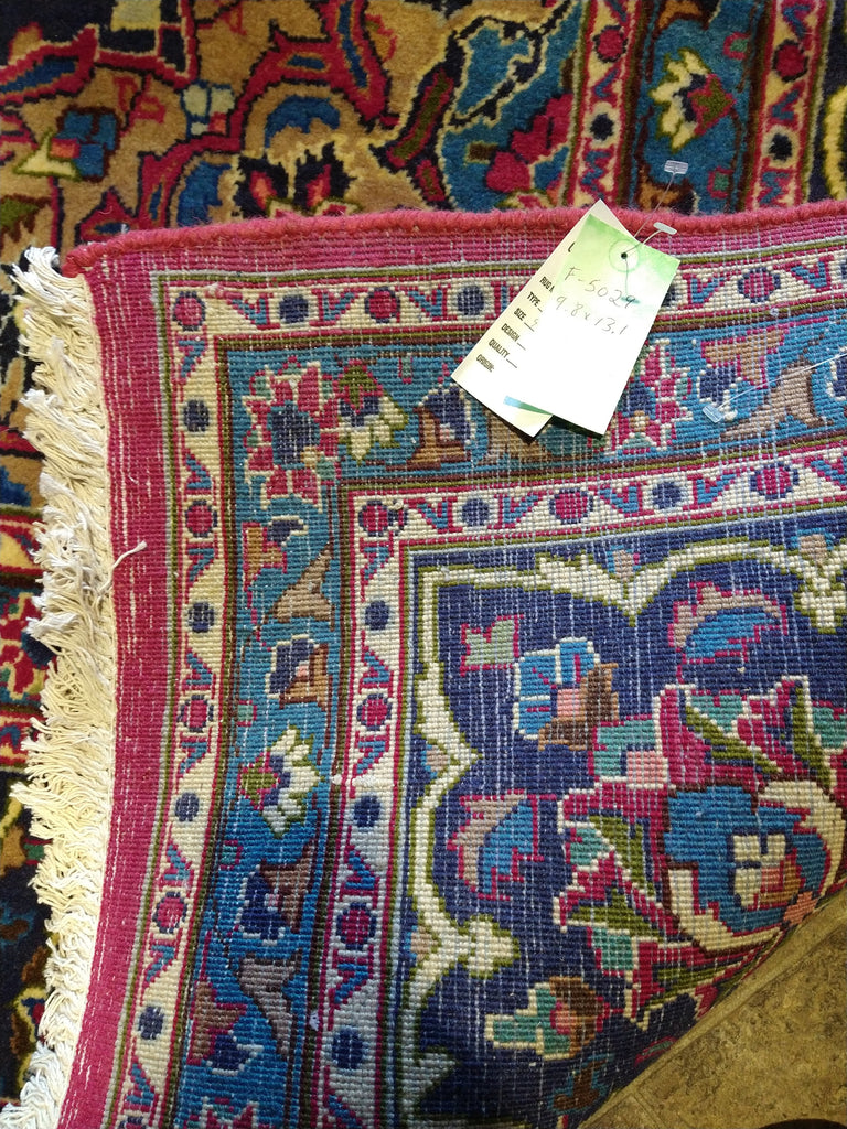9.8 x 13 Persian Burgundy Mashad Rug #5029