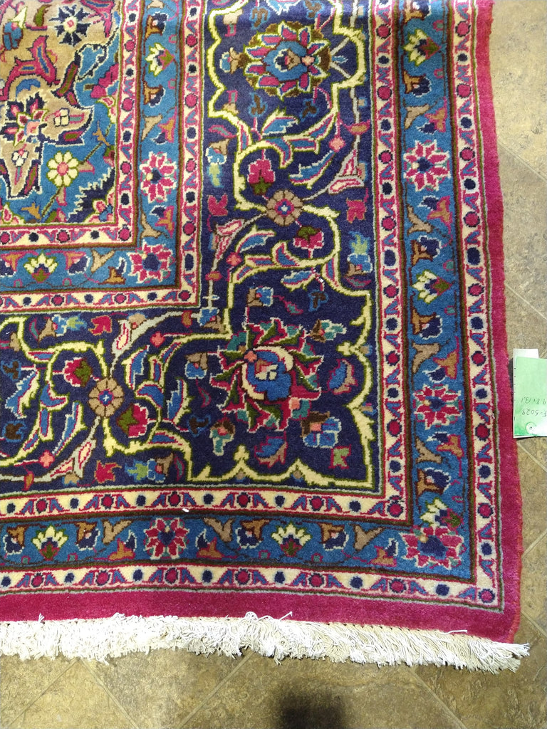 9.8 x 13 Persian Burgundy Mashad Rug #5029