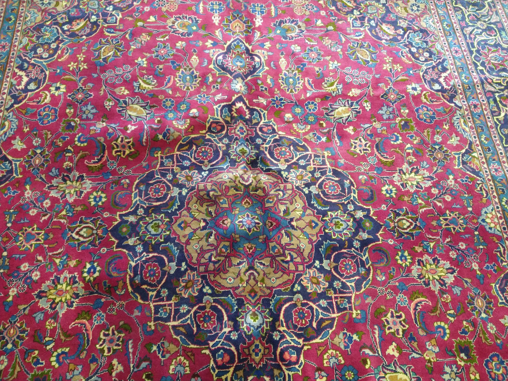 9.8 x 13 Persian Burgundy Mashad Rug #5029