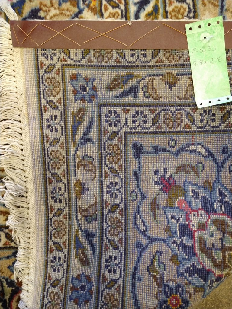 9.9 x 13 Semi-Antique Persian IVORY KASHAN Rug #5033