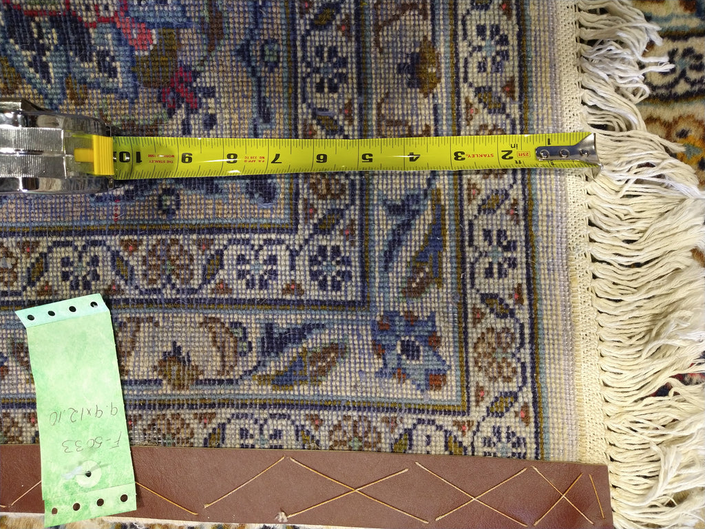 9.9 x 13 Semi-Antique Persian IVORY KASHAN Rug #5033