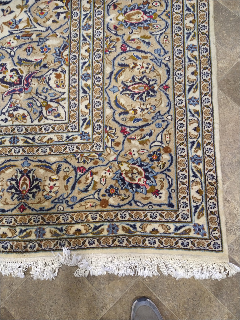 9.9 x 13 Semi-Antique Persian IVORY KASHAN Rug #5033