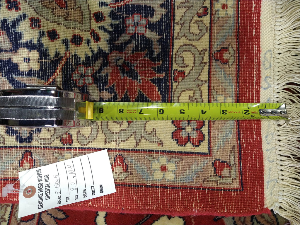 8' x 10' Red Wool and Silk Hand-Knotted Quality Rug #F-5045