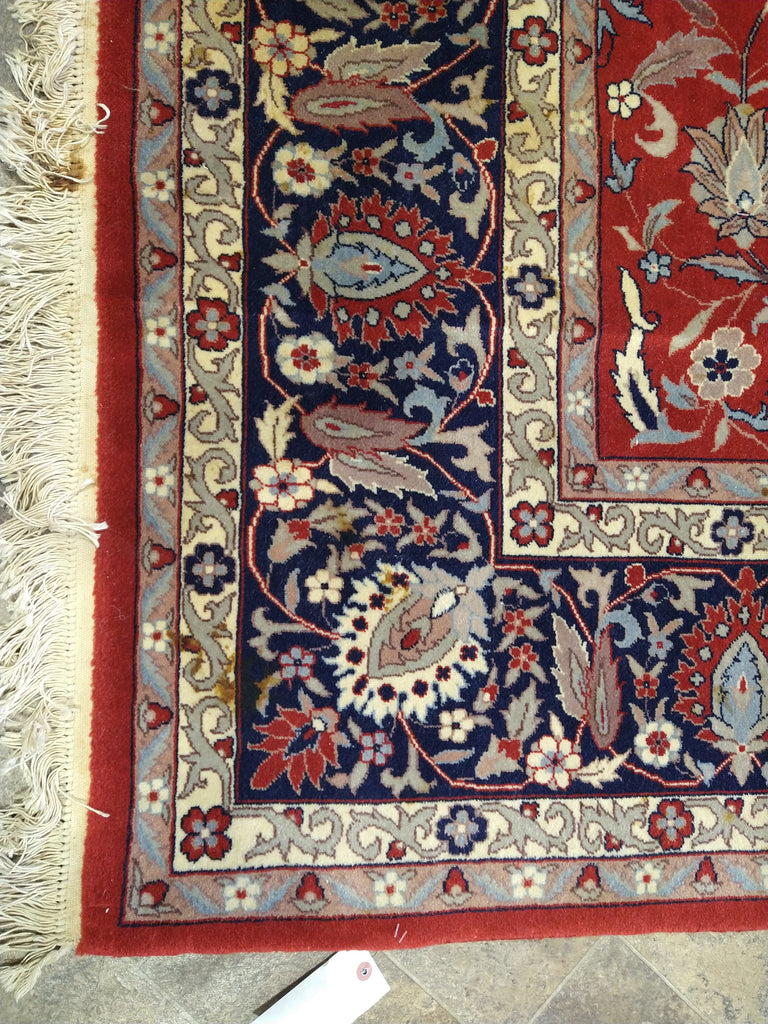 8' x 10' Red Wool and Silk Hand-Knotted Quality Rug #F-5045