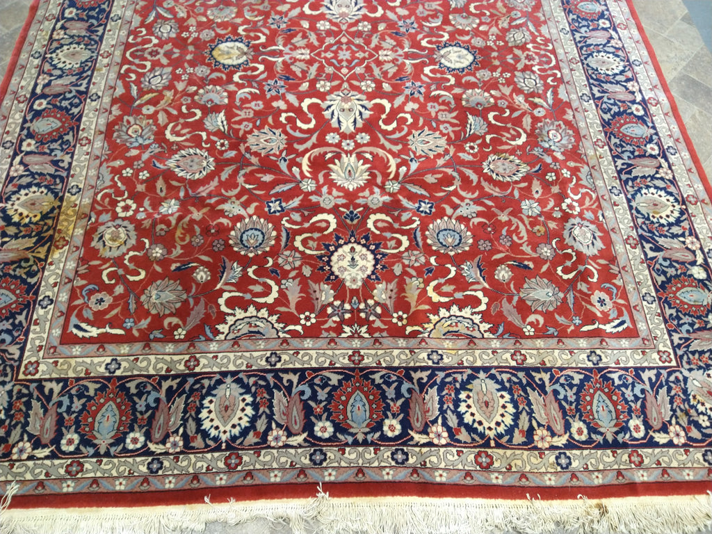 8' x 10' Red Wool and Silk Hand-Knotted Quality Rug #F-5045