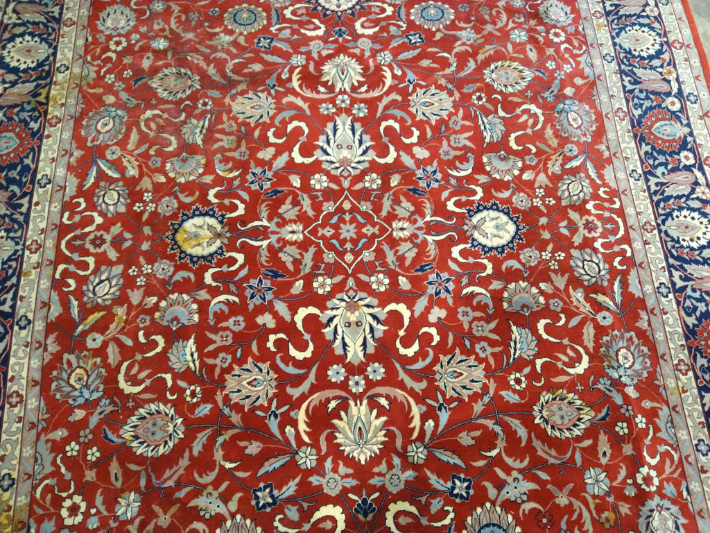 8' x 10' Red Wool and Silk Hand-Knotted Quality Rug #F-5045