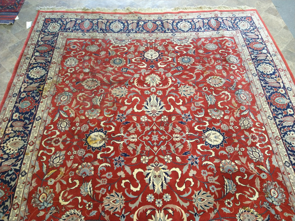 8' x 10' Red Wool and Silk Hand-Knotted Quality Rug #F-5045