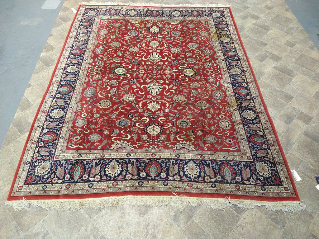 8' x 10' Red Wool and Silk Hand-Knotted Quality Rug #F-5045