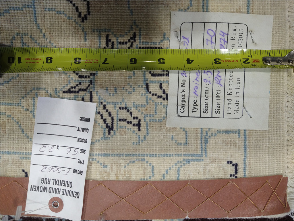 5 x 8 Persian Naeen rug Wool & silk Burgundy #5062