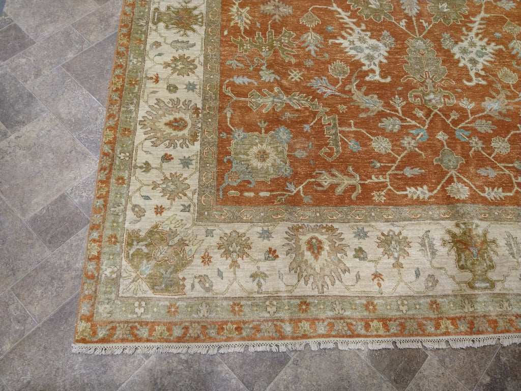 10 x 8 ANTIQUE CORAL Quality Wool Handmade Rug #5079