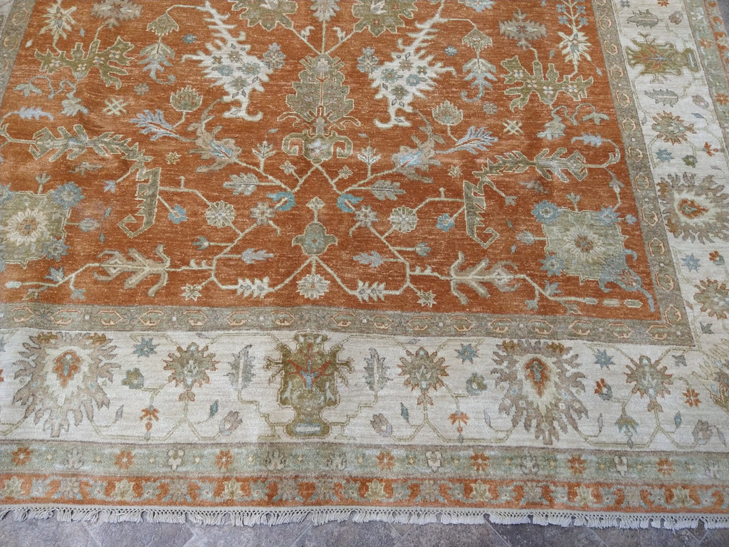 10 x 8 ANTIQUE CORAL Quality Wool Handmade Rug #5079