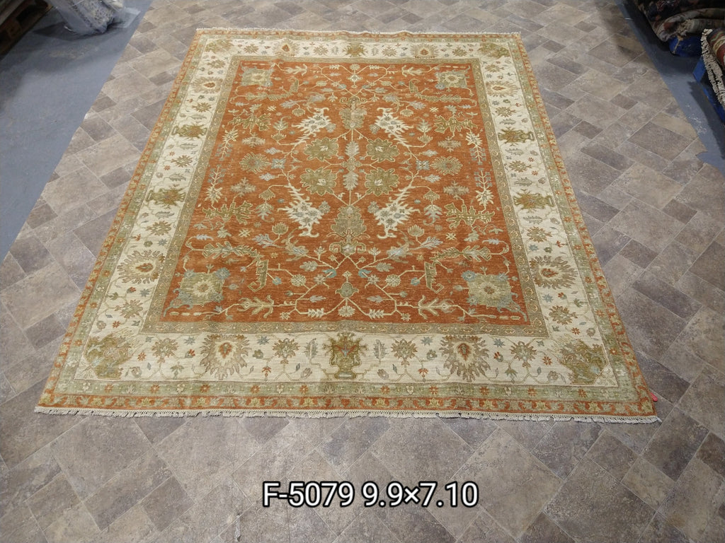 10 x 8 ANTIQUE CORAL Quality Wool Handmade Rug #5079