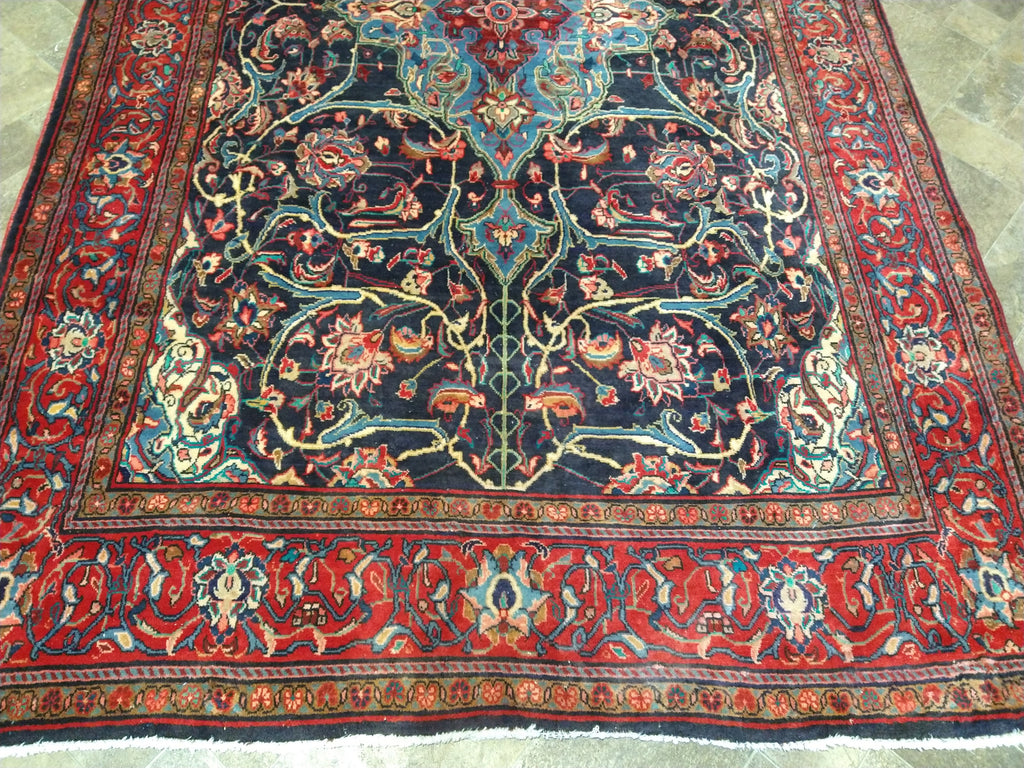 7 x 11 Persian Sarouk Esfahan Traditional rug Navy Blue #5291