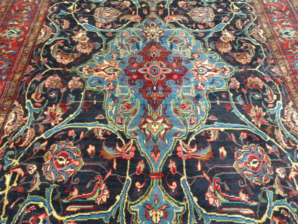 7 x 11 Persian Sarouk Esfahan Traditional rug Navy Blue #5291