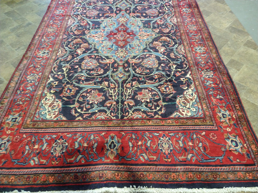7 x 11 Persian Sarouk Esfahan Traditional rug Navy Blue #5291