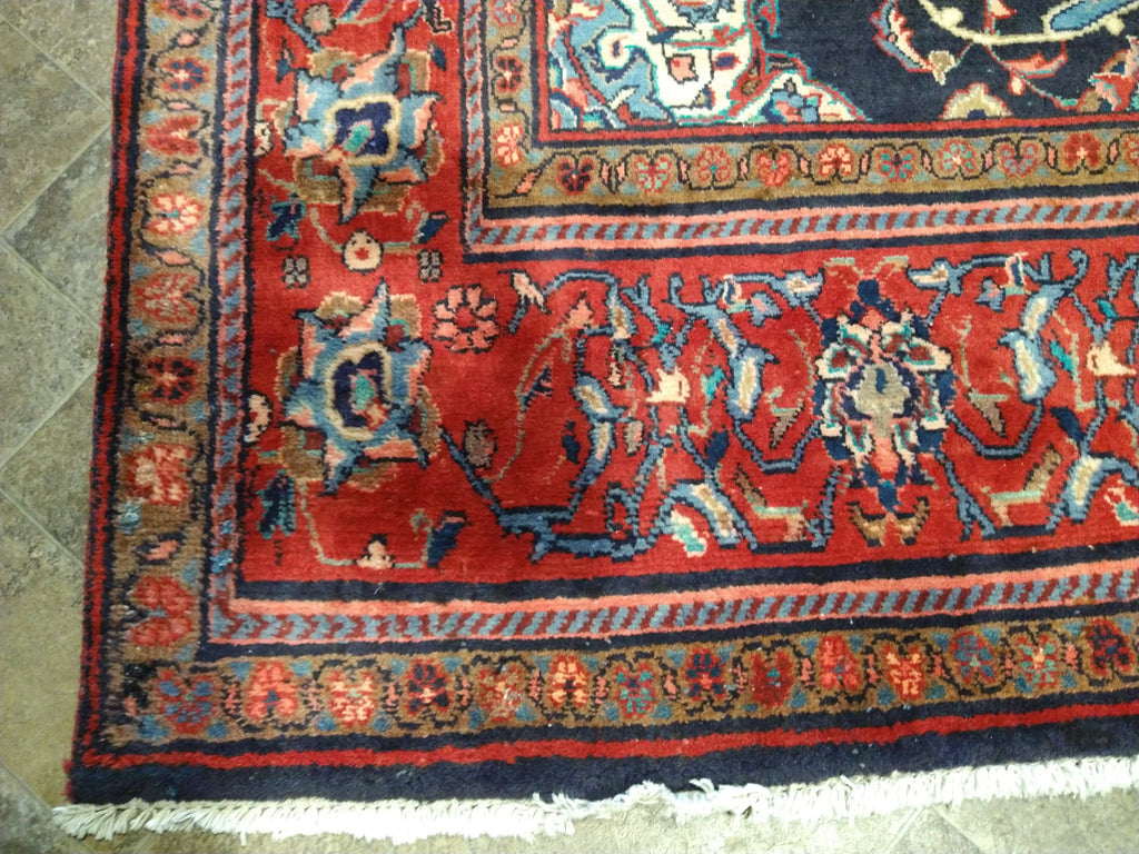 7 x 11 Persian Sarouk Esfahan Traditional rug Navy Blue #5291